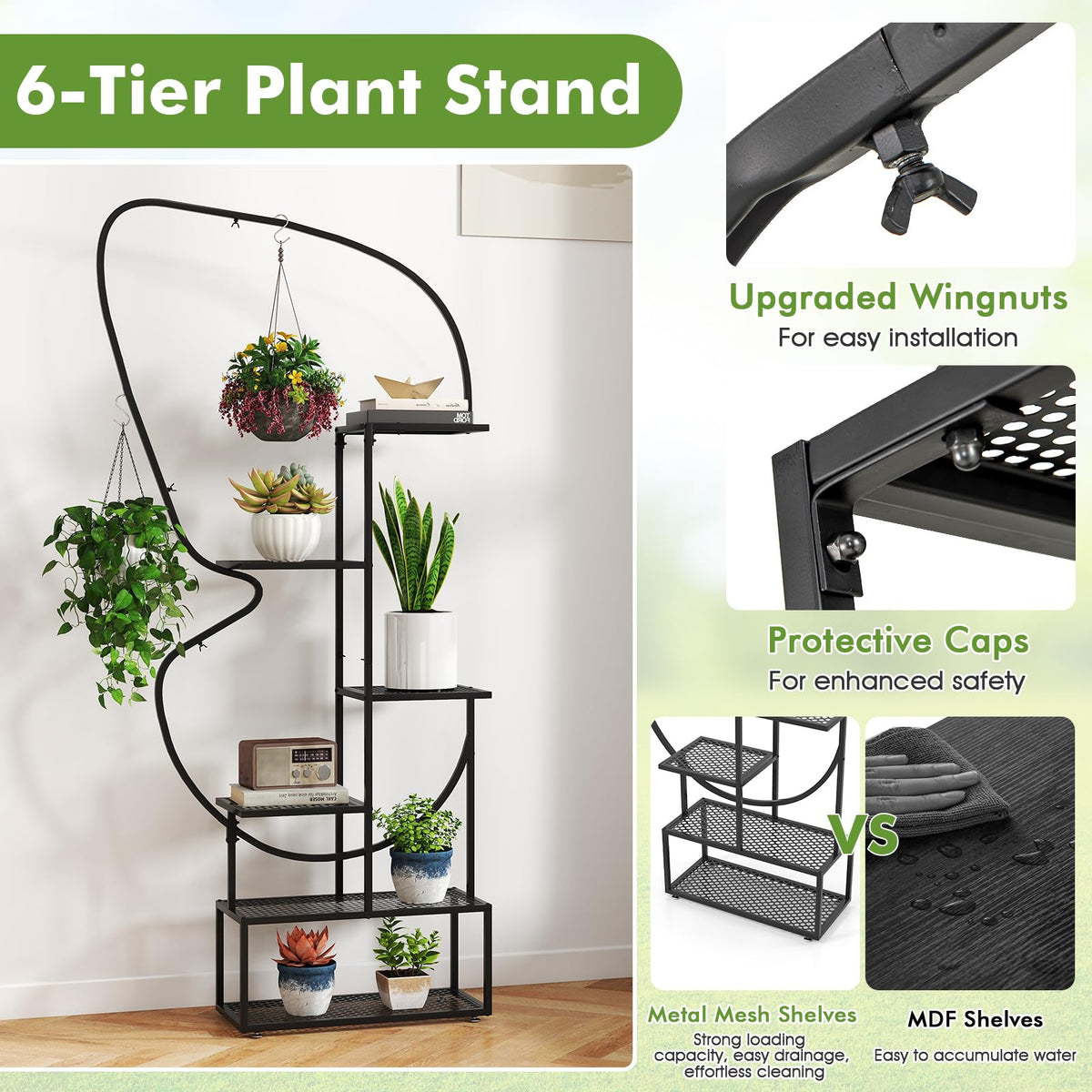 Lucktree 2 Pack 6-Tier Butterfly-Shaped Plant Stand Indoor