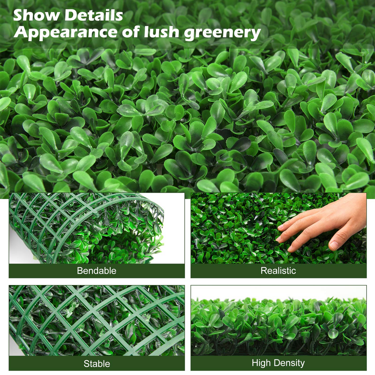 Lucktree 12PCS 20x20inch Artificial Boxwood Panels Garden Privacy Fence Screen