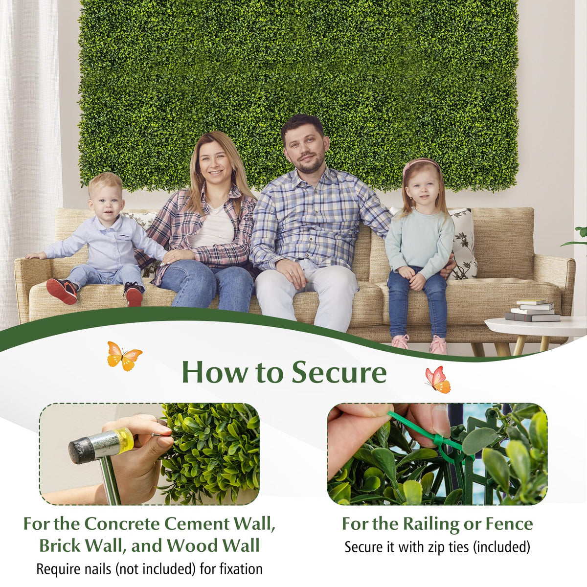Lucktree 20" x 20" Artificial Boxwood Panels 12PCS, 33.3 Sq.ft Garden Privacy Fence Screen (Boxwood)