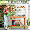 Lucktree Outside Solid Wood Potting Table with Flip-up Tabletop
