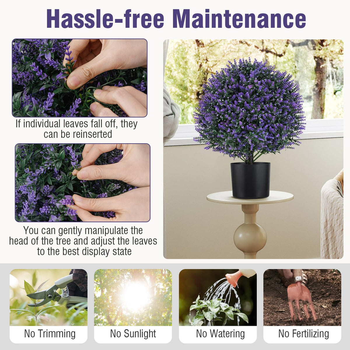 Lucktree 21.5’’ Artificial Lavender Topiary Ball Tree Set of 2