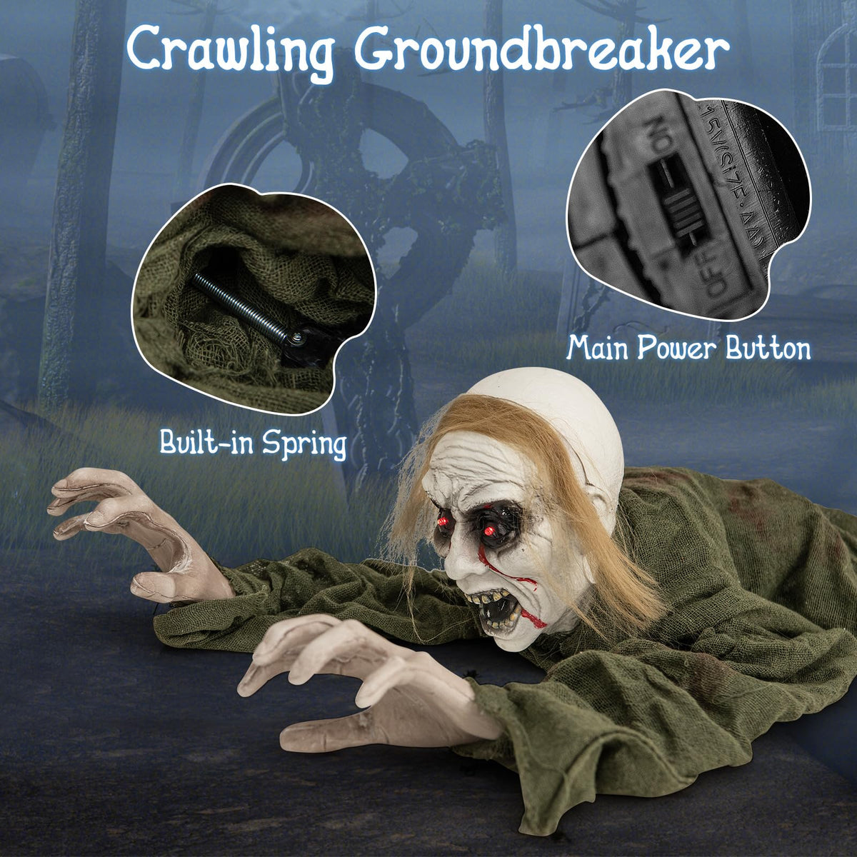 Lucktree Halloween Skeleton Groundbreaker Decoration, Sound-Actived Halloween Party Decoration