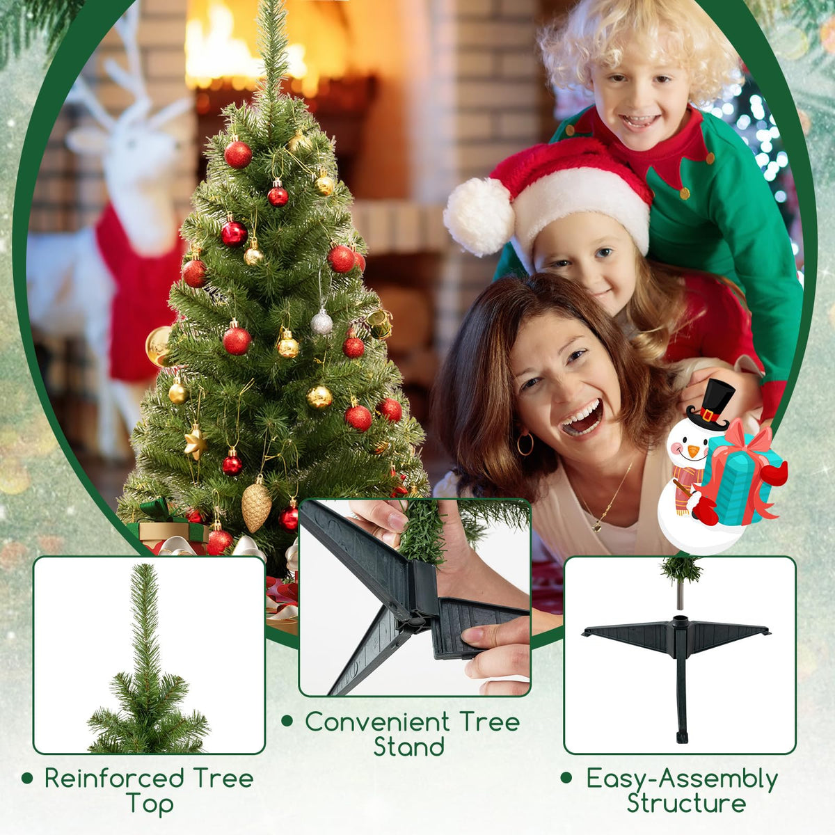 Lucktree 3ft Mini Artificial Christmas Tree, Unlit Green Holiday Tree with 116 Lifelike PVC Branch Tips