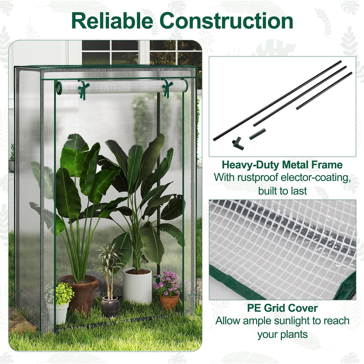 Lucktree Portable Mini Greenhouse with Roll-Up Zippered Door