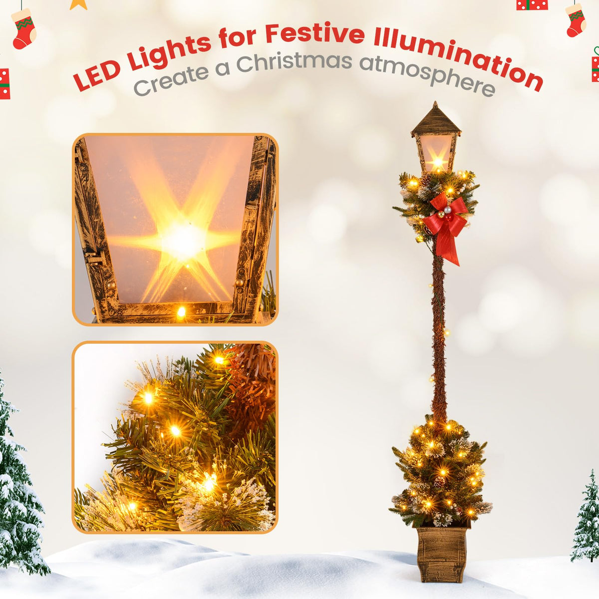 Lucktree 6.1 FT Christmas Pre-lit Street Lamp