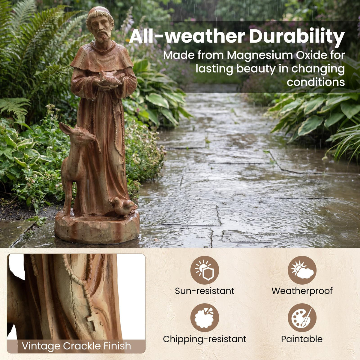 Lucktree 24.5'' St. Francis Garden Statue with Bird Feeder