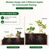 Lucktree Raised Garden Bed with Trellis, Set of 2 Wood Shallow & Deep Planter Box for Climbing Plants