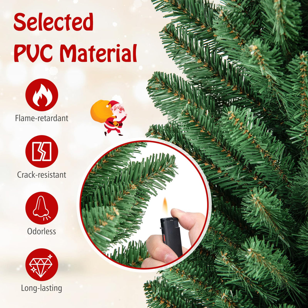 Lucktree 5ft / 6ft / 7ft / 8ft Artificial Skinny Xmas Tree with Quick Shape Technology