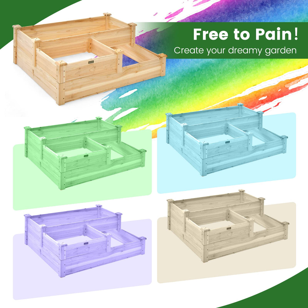 Lucktree Raised Garden Bed, Wood Planter Box for Vegetables Flowers Fruit Herb, Easy Assembly (42.5" Lx34.5 Wx14.5 H)