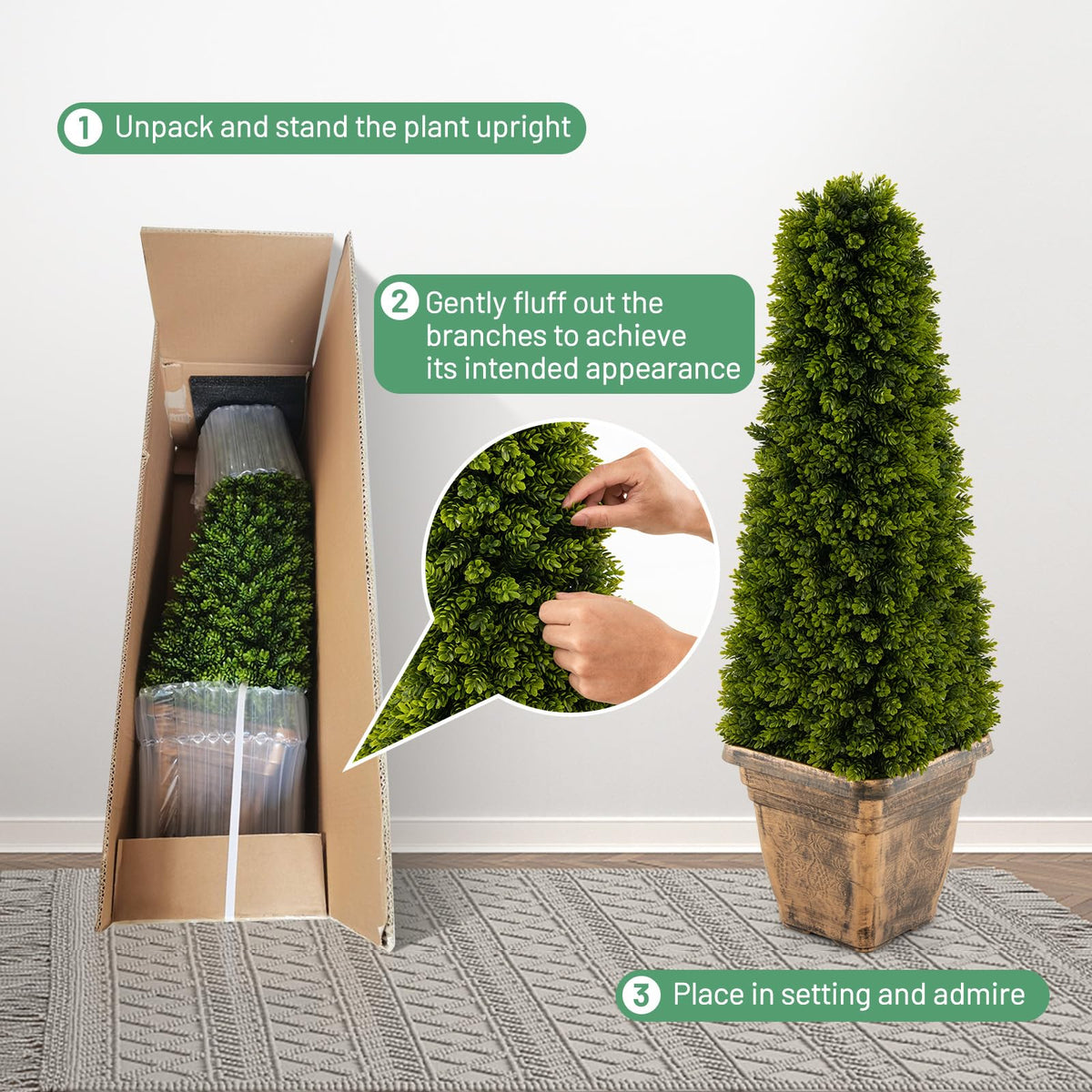 Lucktree 3ft Artificial Boxwood Topiary Tree