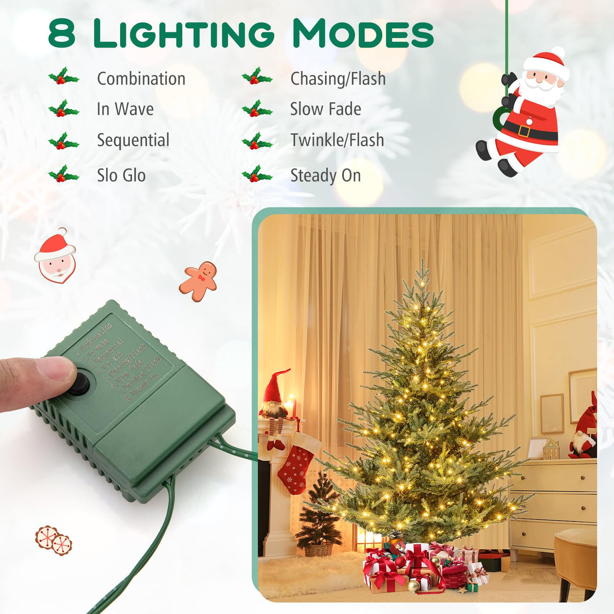 Lucktree 6FT / 7FT Pre-Lit Artificial Christmas Tree with PVC & PE Mixed Branch Tips