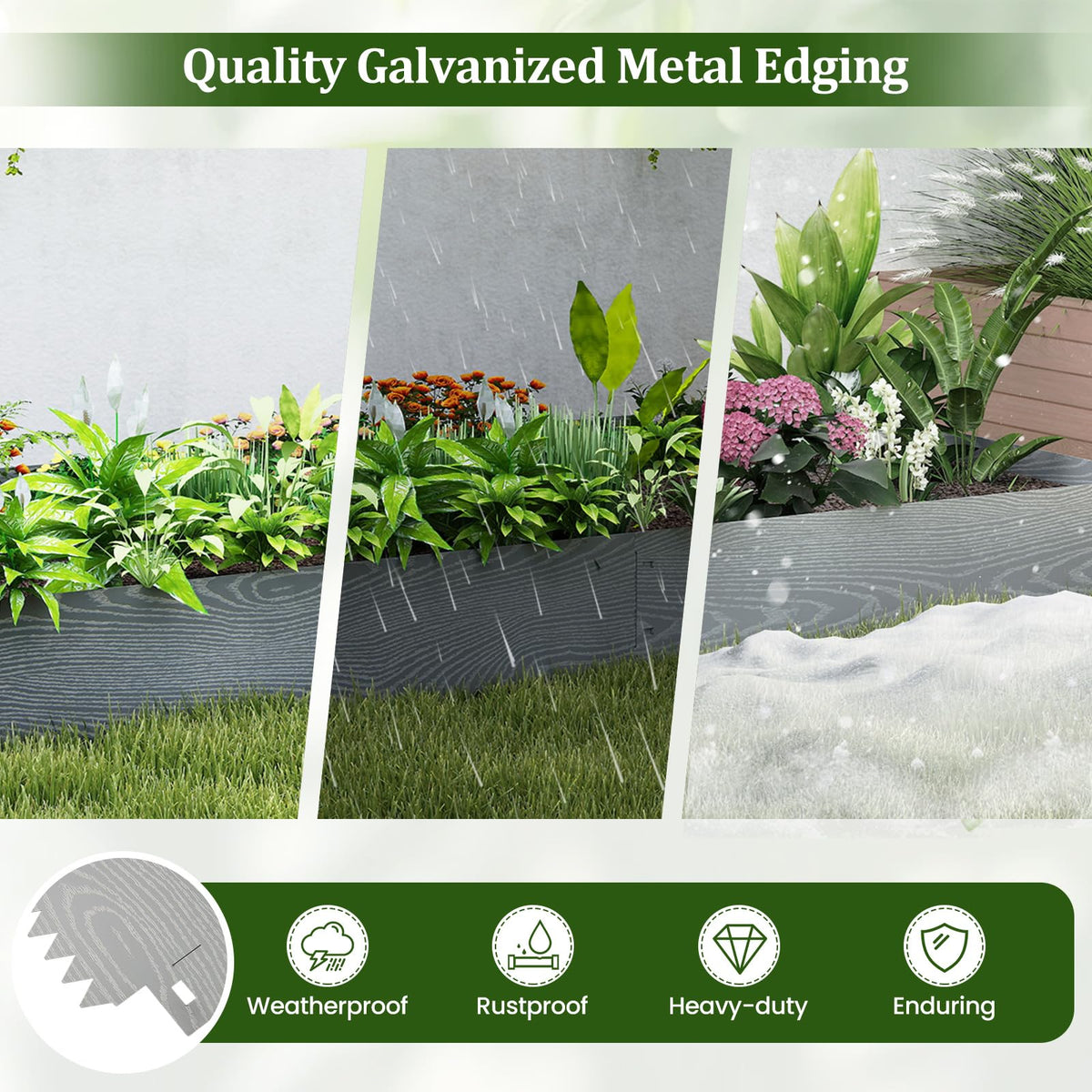 Lucktree 6 Pack Galvanized Steel Landscape Edging