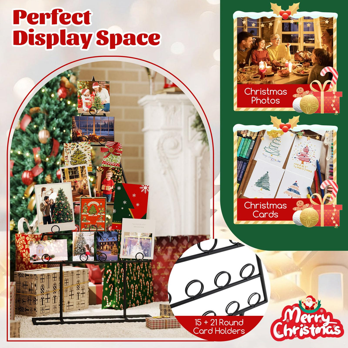 Lucktree 2 Pack Christmas Tree Photo Holder with 36 Round Clips