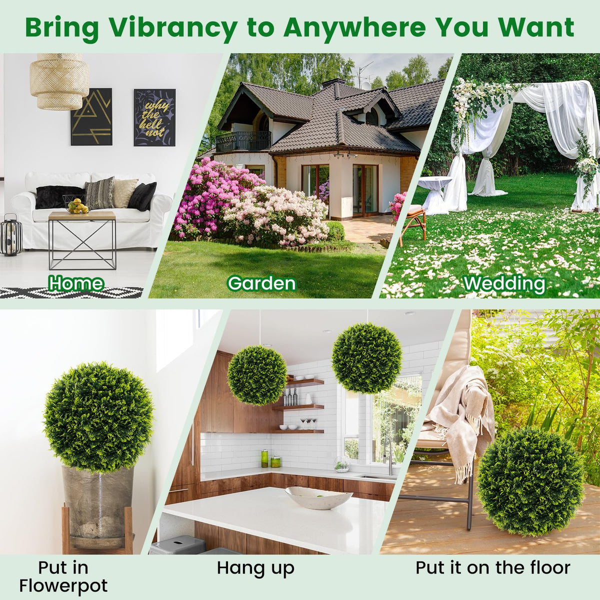 Lucktree 2 PCS 22 Inch Artificial Cedar Topiary Ball, Round Faux Cypress Balls Outdoor, Fake Plant Sphere