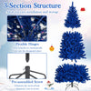 Lucktree 7 FT Pre-Lit Royal Blue Snow Flocked Christmas Tree with 340 LED Lights