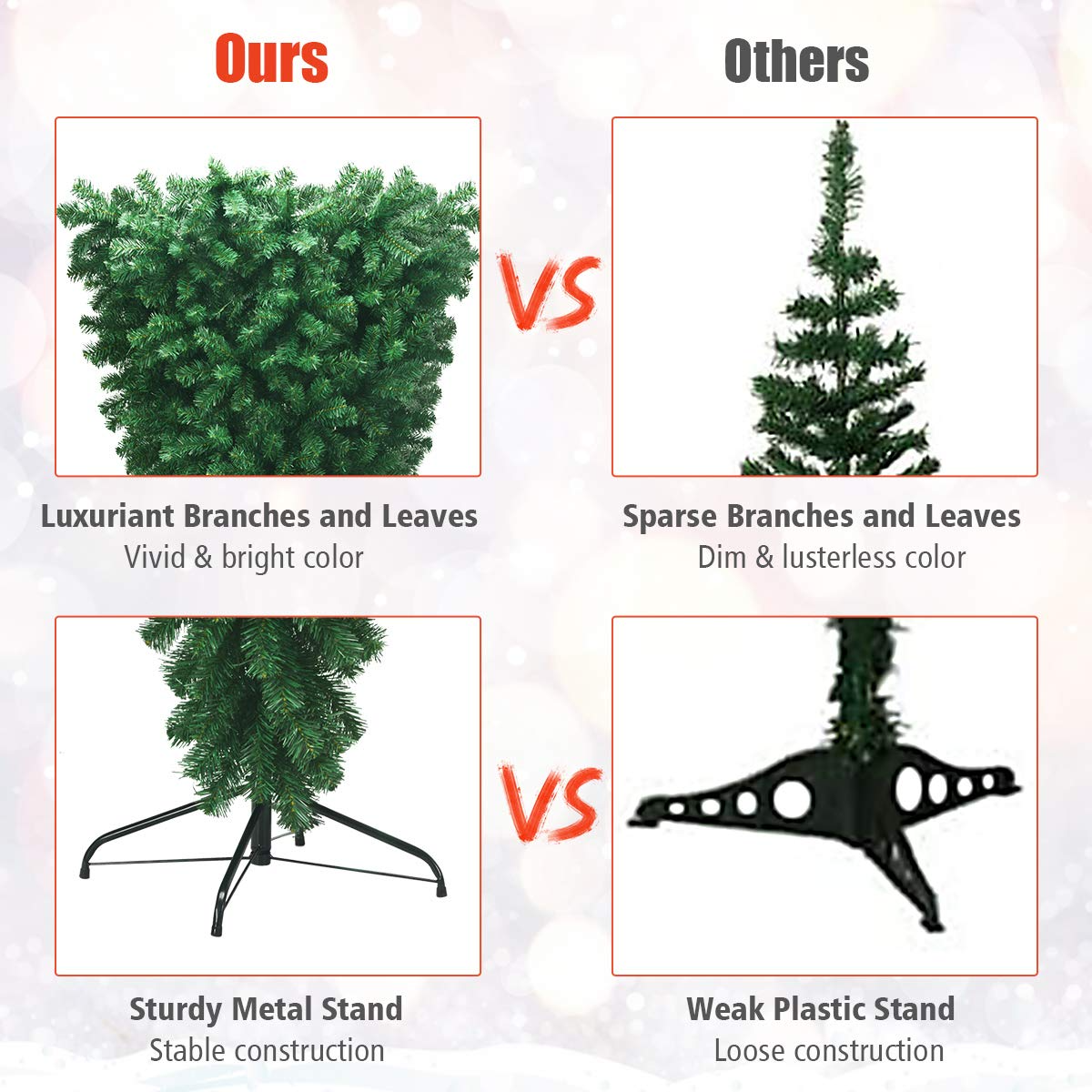 Lucktree 7FT Upside Down Tree, Artificial Christmas Tree with Metal Stand - LucktreeUS