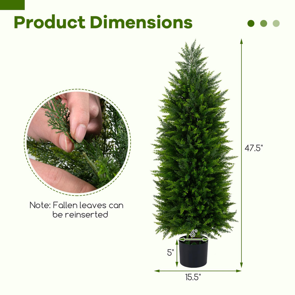 Lucktree 4 FT Artificial Faux Cedar Cypress Plants in Cement-Filled Pots Set of 2