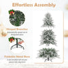 Lucktree 6FT / 7FT / 8FT Pre-Lit Snow Flocked Christmas Tree with PE & PVC Mixed Branch Tips
