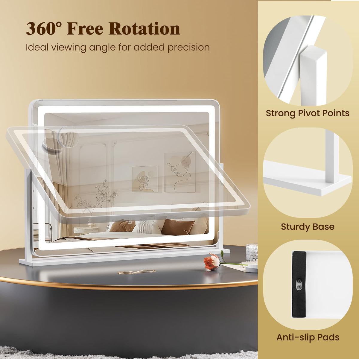 Lucktree 32" x 22" Large Makeup Mirror with 10X Magnify Mirror