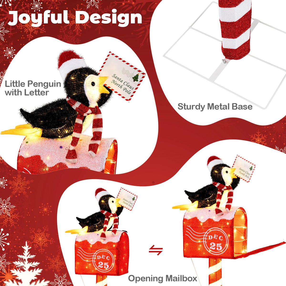 Lucktree 4.8 FT Christmas Lighted Penguin on Mailbox