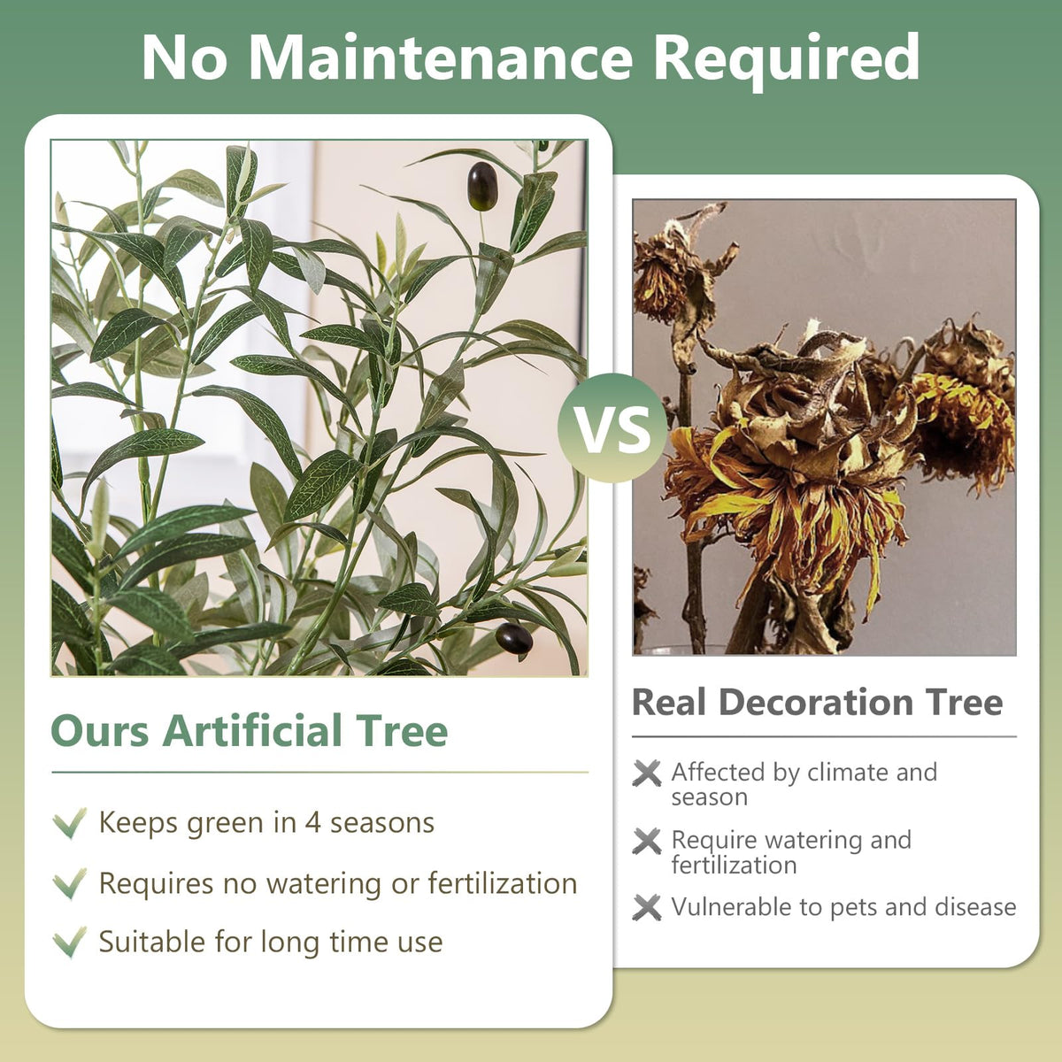 Lucktree 4.5ft Artificial Olive Tree, Tall Fake Potted Olive Silk Tree with Realistic Fruits, 2 Pack