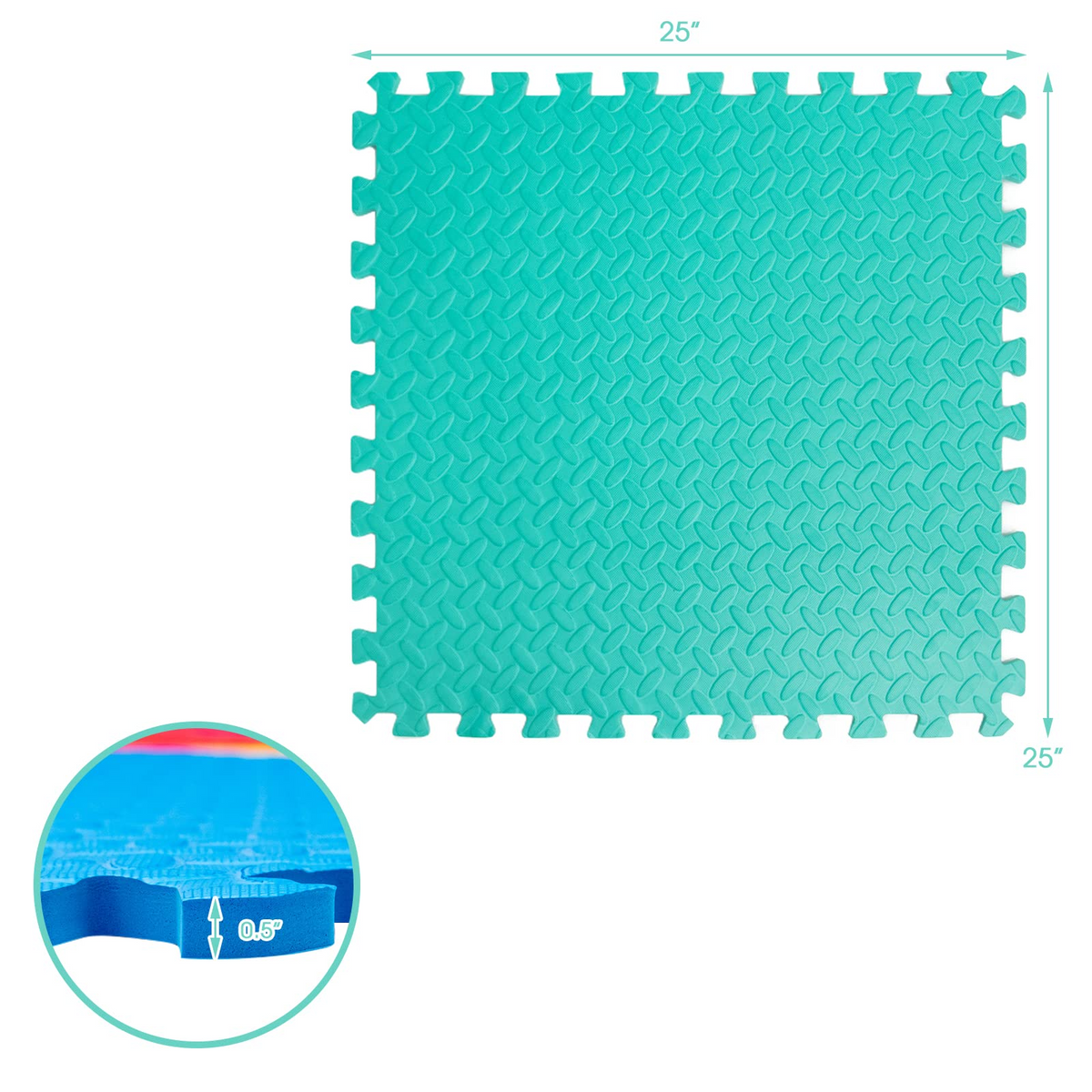 Lucktree 12 Tiles Exercise Flooring Mats with Border, Non-Slip EVA Foam Protective Mats