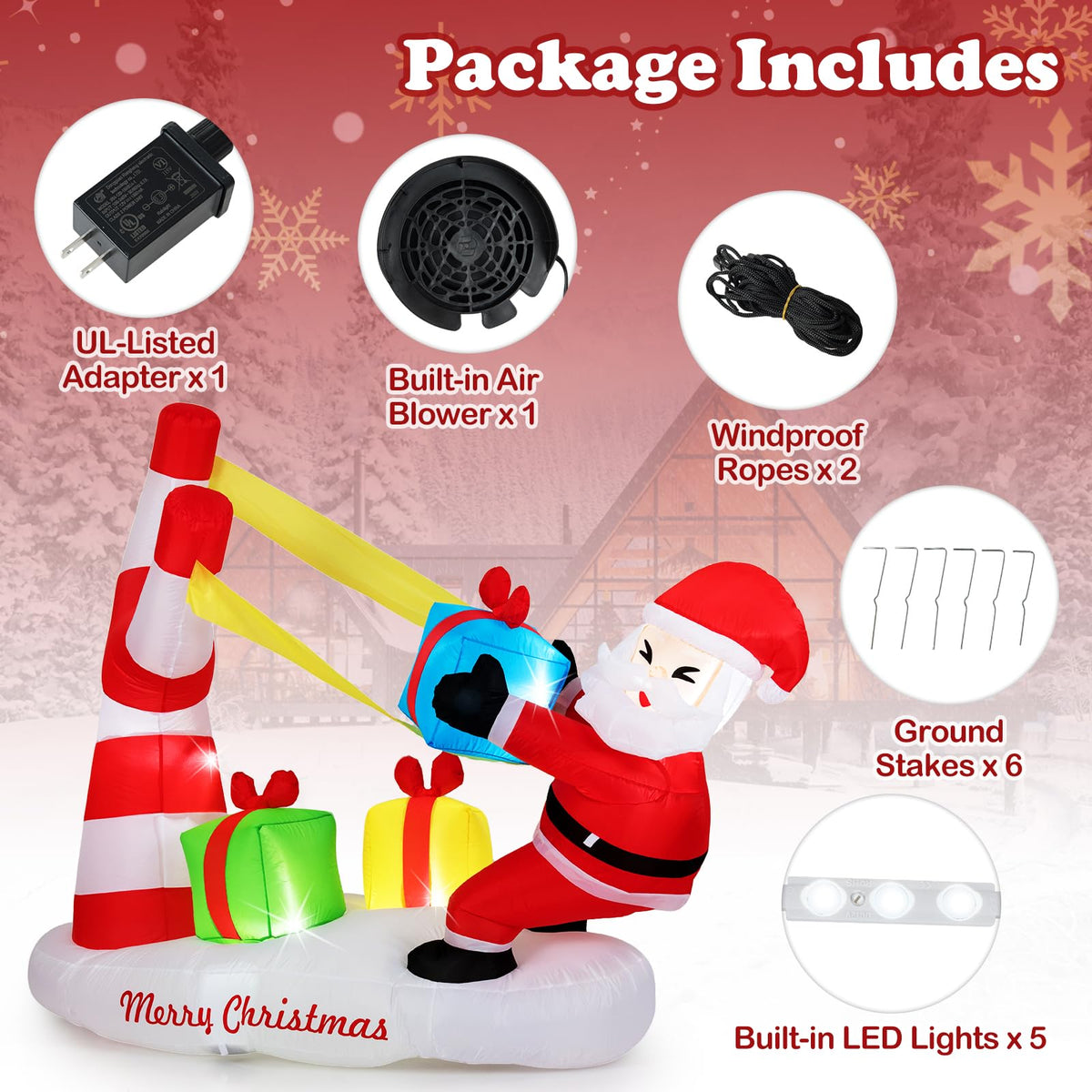 Lucktree 7 FT Christmas Inflatable Santa Outdoor Decoration