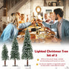 Lucktree 3' 4' 5' Pre-Lit Artificial Christmas Tree Set, Slim Pencil Xmas Trees with Snowy Leaves