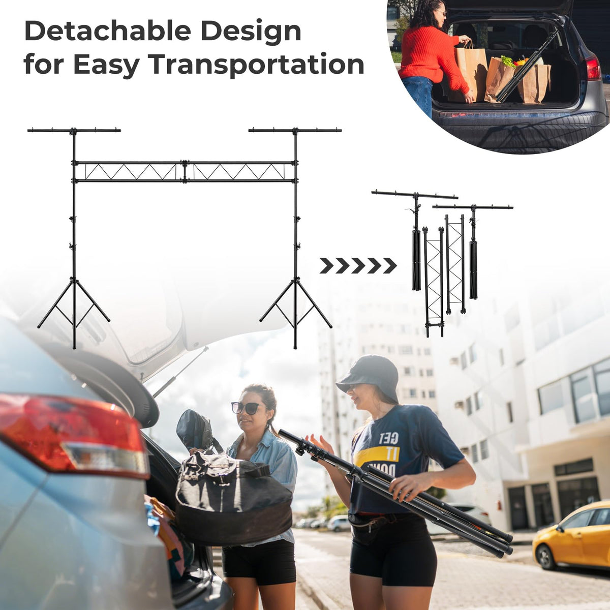 Lucktree DJ Light Stand, 14FT Lighting Truss System with 32 Lights Hold 220LBS Capacity