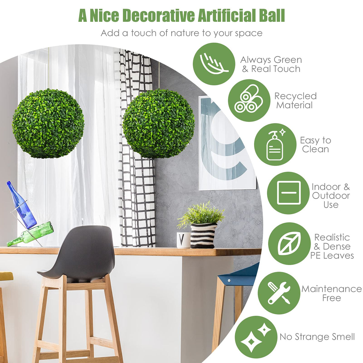 16in Artificial Boxwood Topiary Ball Set of 2 Realistic Faux Plants Decoration Ball
