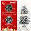Lucktree 4.5ft Pre-Lit Snow Flocked Christmas Tree, Artificial Hinged Full Xmas Tree with 160 Multicolored LED Lights