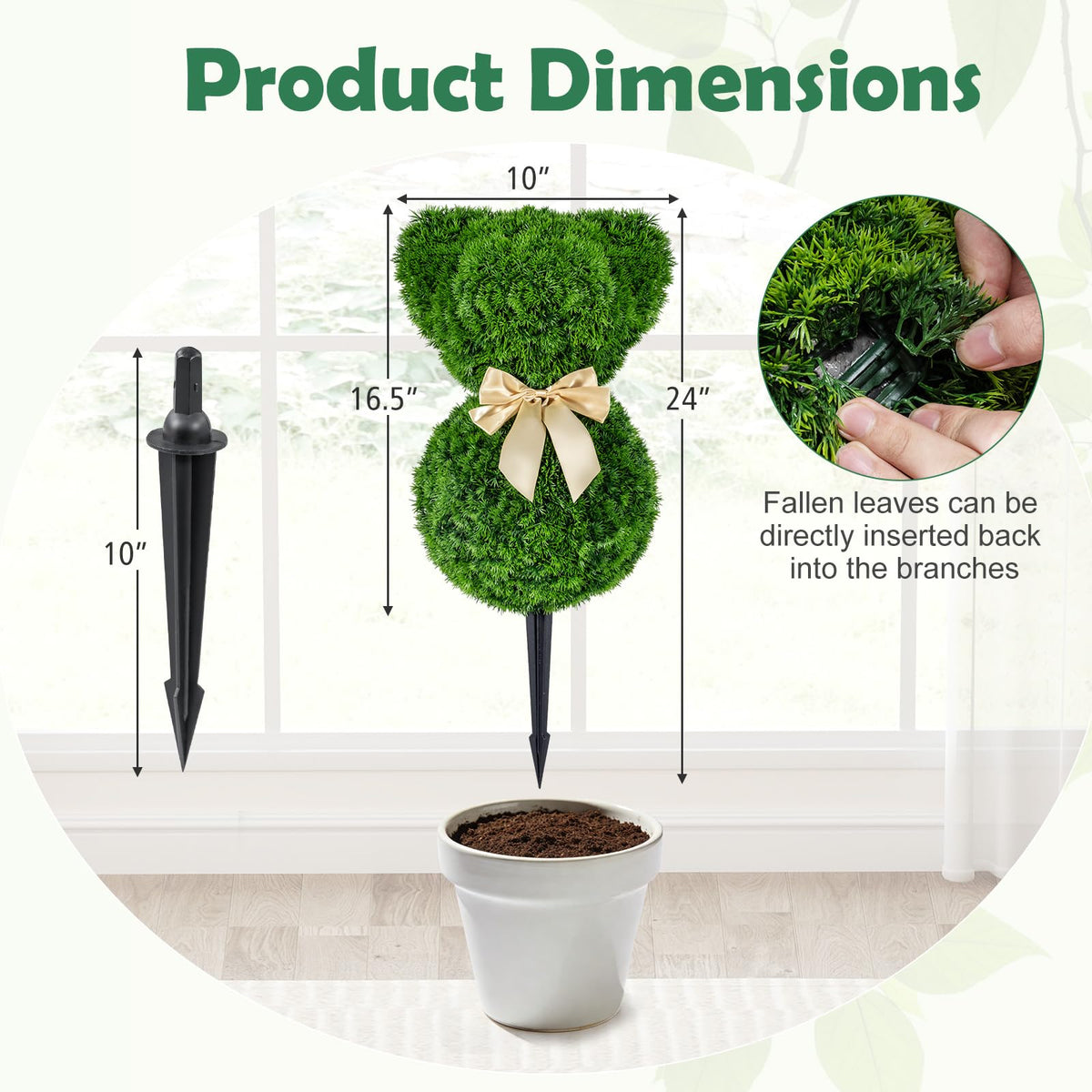 Lucktree 2 Pcs Teddy Bear Topiary Trees 16.5”Sun-Resistant Faux Boxwood Plants