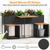 Lucktree PE Rattan Garden Planter Table with Built-in Chairs and Storage Space