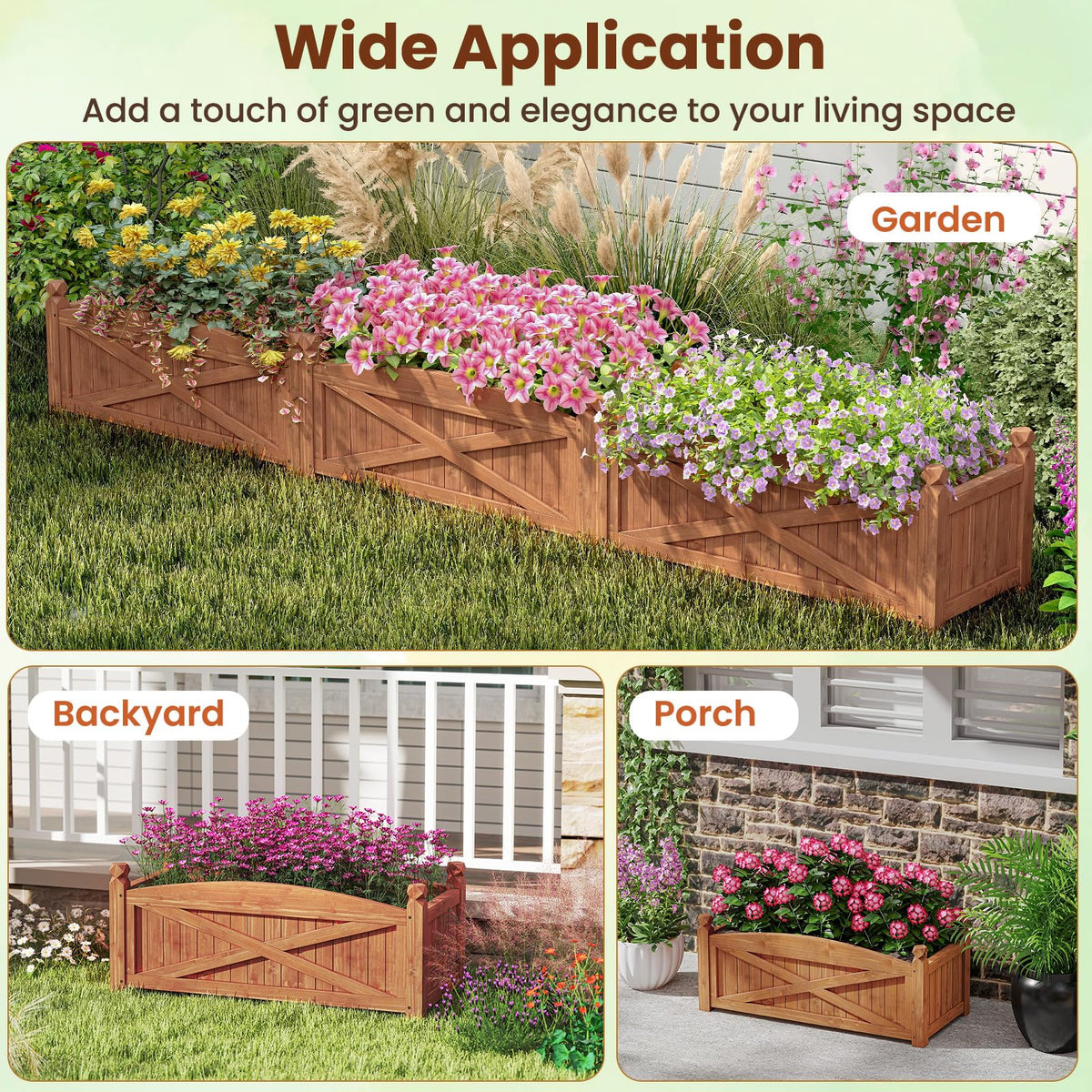 Lucktree Rectangular Garden Bed for Vegetables Flower Herb Fruit