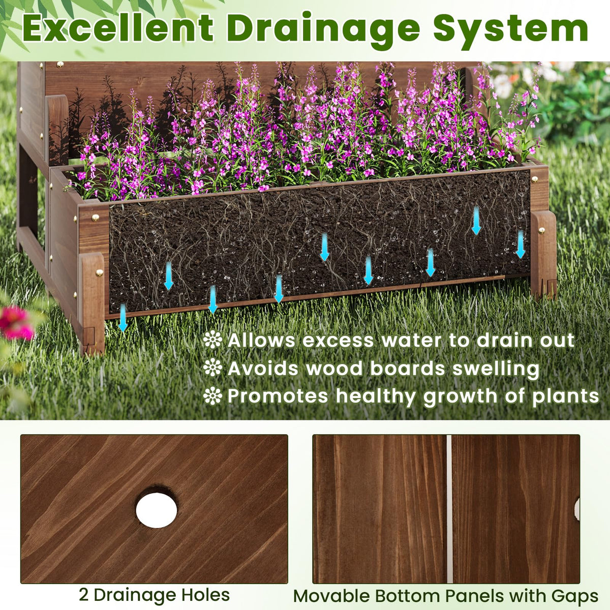 Lucktree Raised Garden Bed with Legs and Trellis