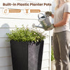 Lucktree Set of 2 Rattan Tall Plant Pots with Detachable Plastic Liners