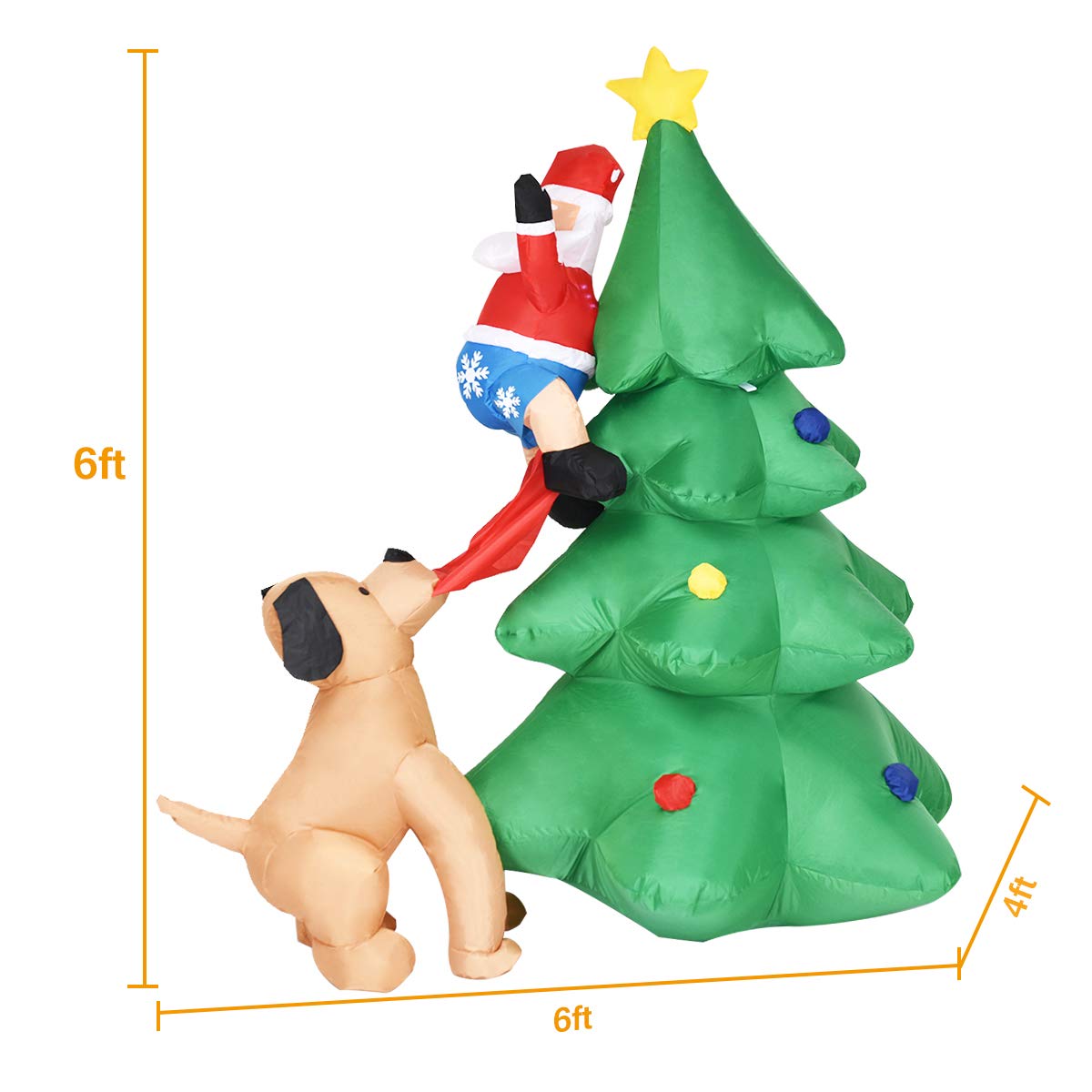 Lucktree 6 FT Inflatable Christmas Tree with Santa Claus & Dog
