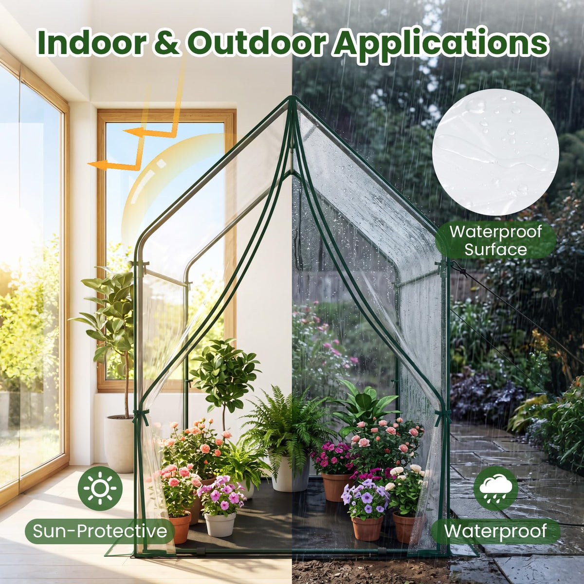 Lucktree Mini Outdoor Portable Green House with Sturdy Metal Frame