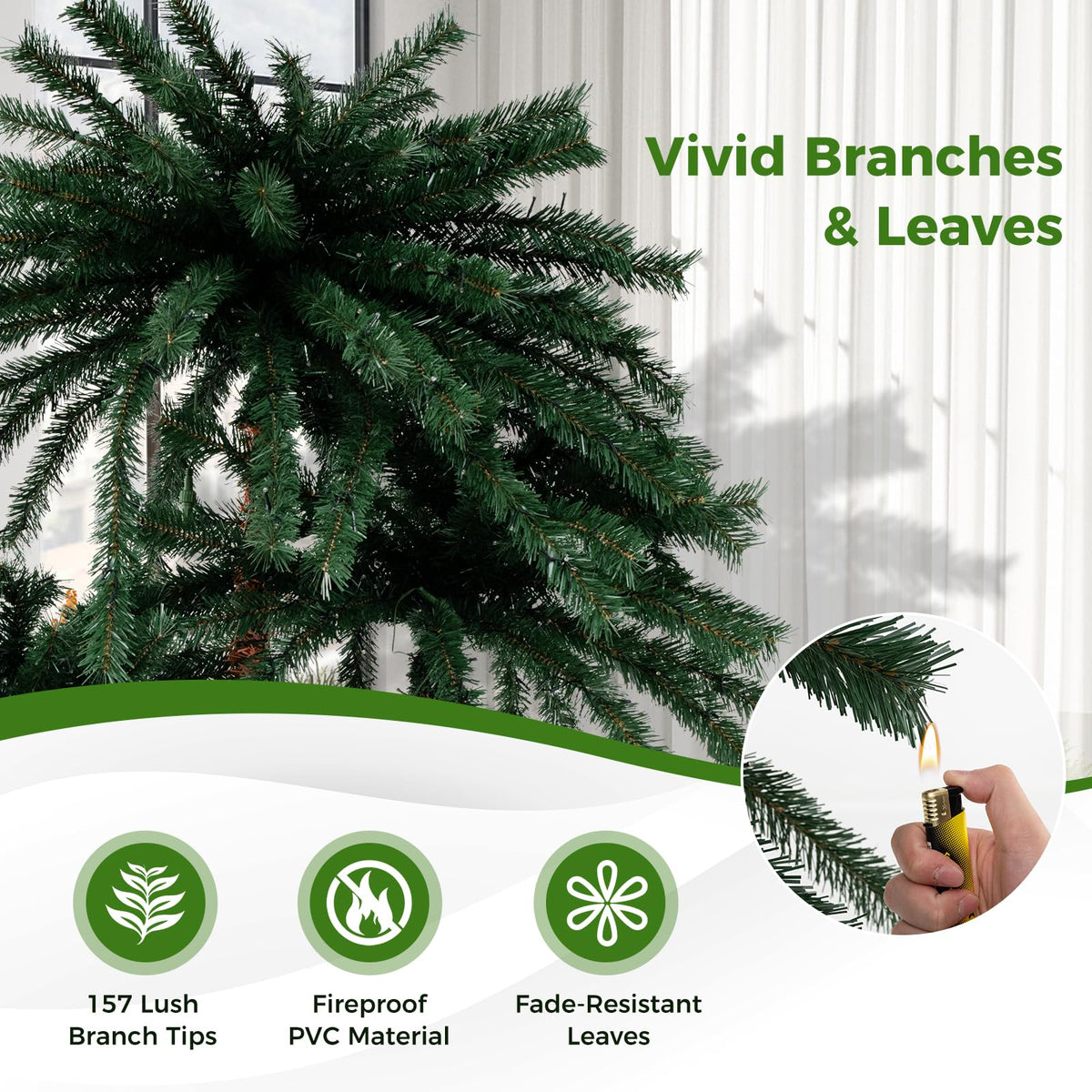 Lucktree Pre-Lit Artificial Christmas Tree, 4/5/6 FT Triple Coconut Plam Trees with Metal Base