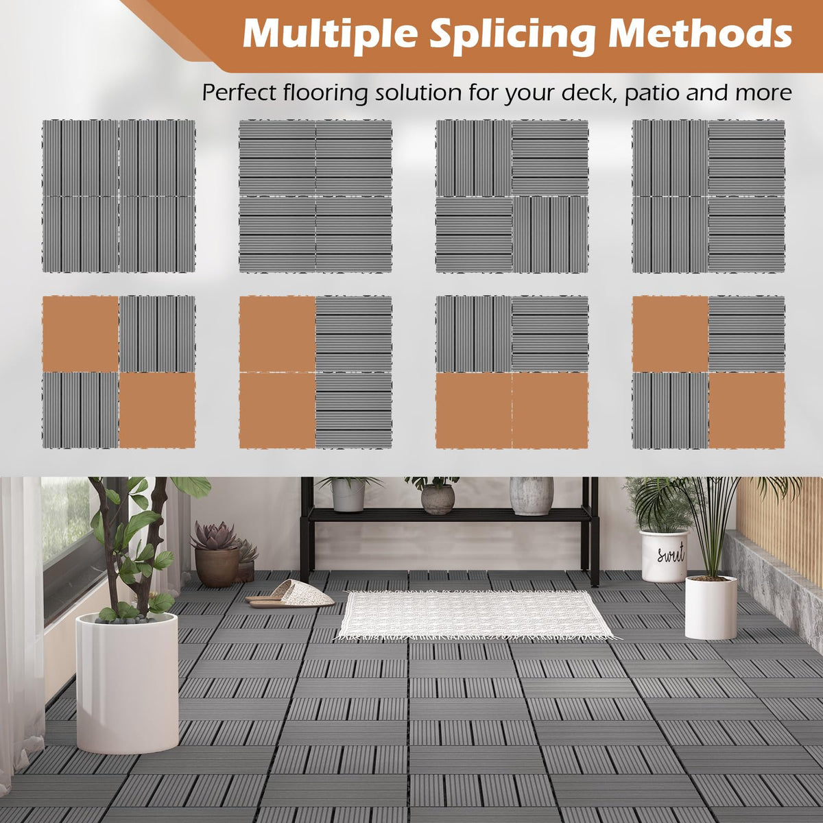 Lucktree Interlocking Deck Tiles 18/36 Pack - 12 x 12 in Composite Outdoor Flooring Covering All Weather Use