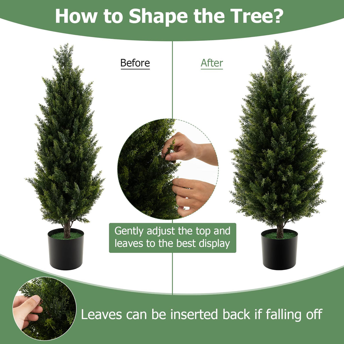 3FT Artificial Topiary Cedar Tree Faux Potted Plants Artificial Cypress Tree