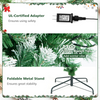 Lucktree 7.5ft Pre-lit Upside Down Christmas Tree, Hinged Inverted Artificial Xmas Tree W/ 1100 Snowy Branch Tips - LucktreeUS