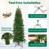 Lucktree 5ft Pre-Lit Pencil Christmas Tree, Hinged Artificial Slim Tree with 390 PVC PE Branch Tips