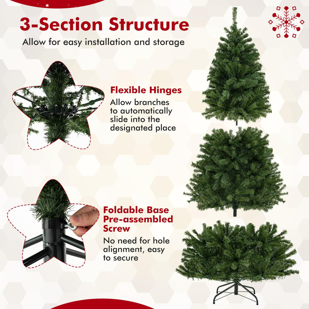 Lucktree 6FT | 7FT | 8FT Pre-Lit Remote Control Artificial Christmas Tree with Warm White LED Lights