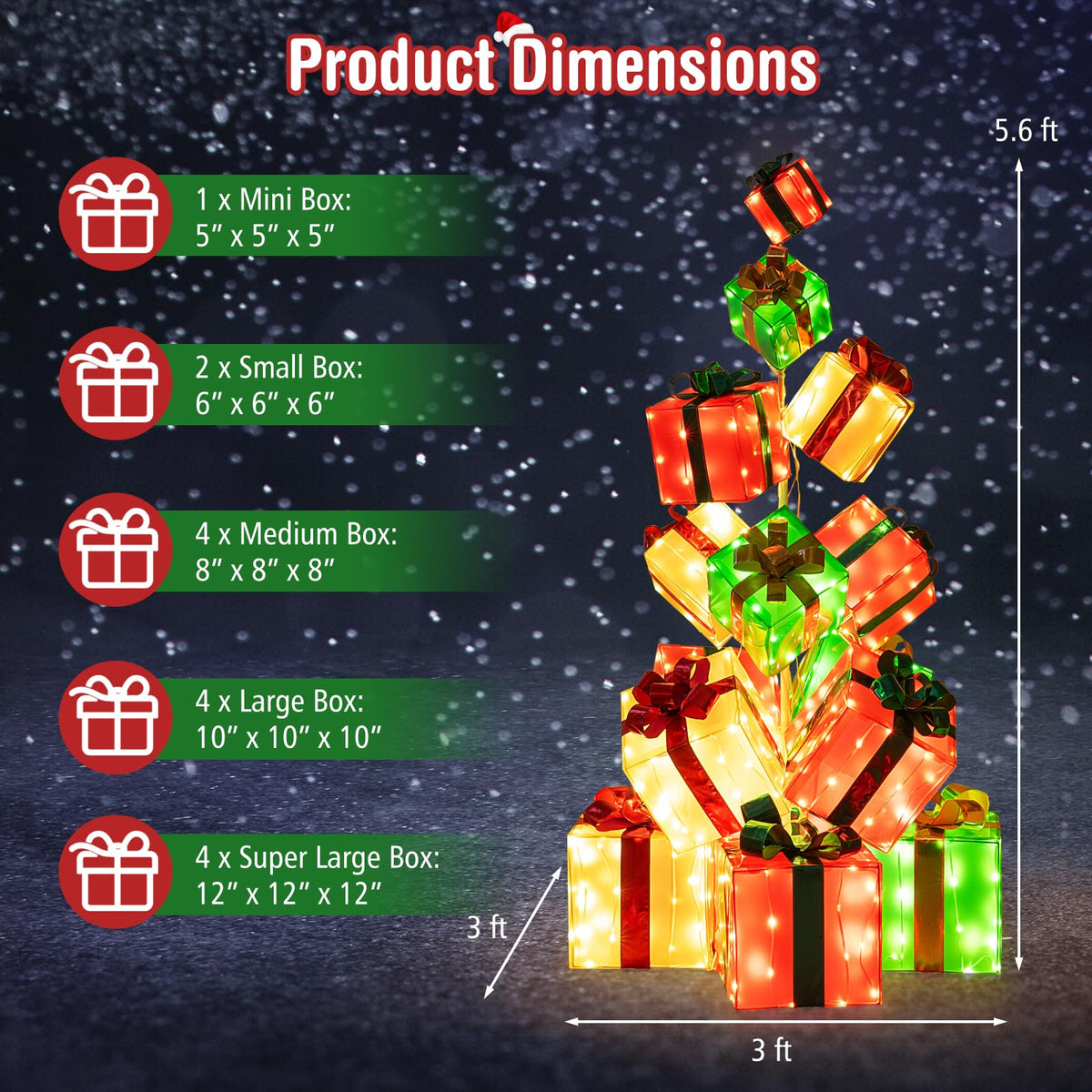Lucktree 5.6 FT Pre-Lit Gift Box Tower