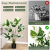Lucktree 4ft Artificial Monstera Deliciosa Plant, 2 Pack Tall Fake Tropical Palm Tree in Pot with 10 Decorative Split Leaves