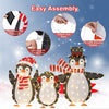 Lucktree Set of 3 Lighted Christmas Penguins with LED Lights Outdoor Glowing Holiday Display