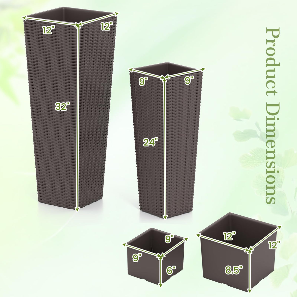Lucktree Set of 2 Planters for Outdoor Plants