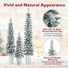 Lucktree 3' 4' 5' Pre-Lit Snow Flocked Christmas Tree Set of 3, Slim Pencil Artificial Potted Xmas Trees with 423 Branch Tips