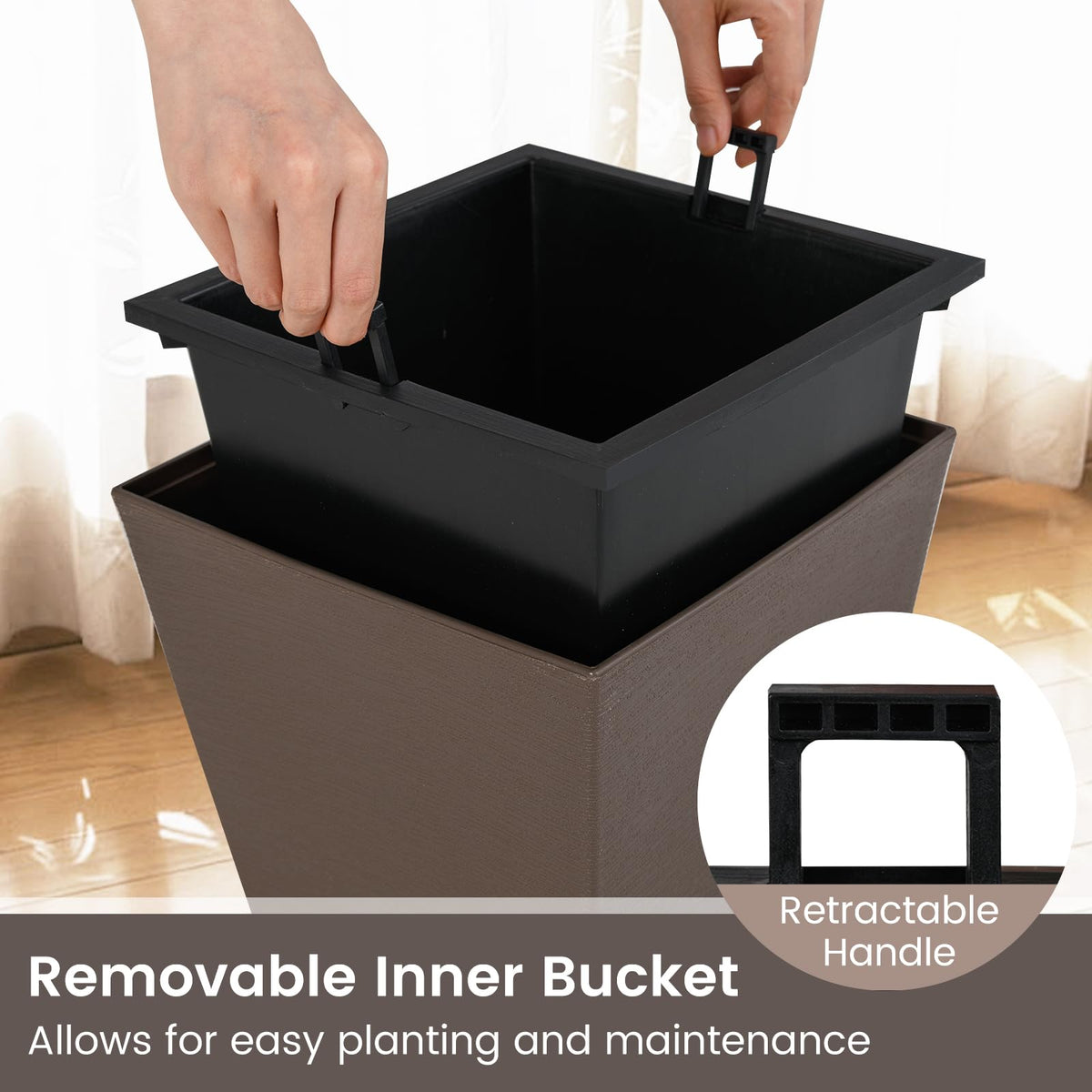 Lucktree Self-Watering Flower Pots withith Removable Inner Bucket & Drainage Holes